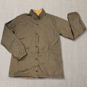 Vintage L.L. Bean Women Small Barn Coat Olive Insulated Field Jacket USA 70s 80s
